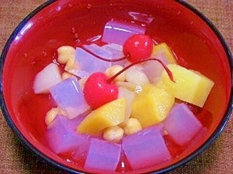 作り置きヘルシーお菓子☆ひよこ豆でみつ豆